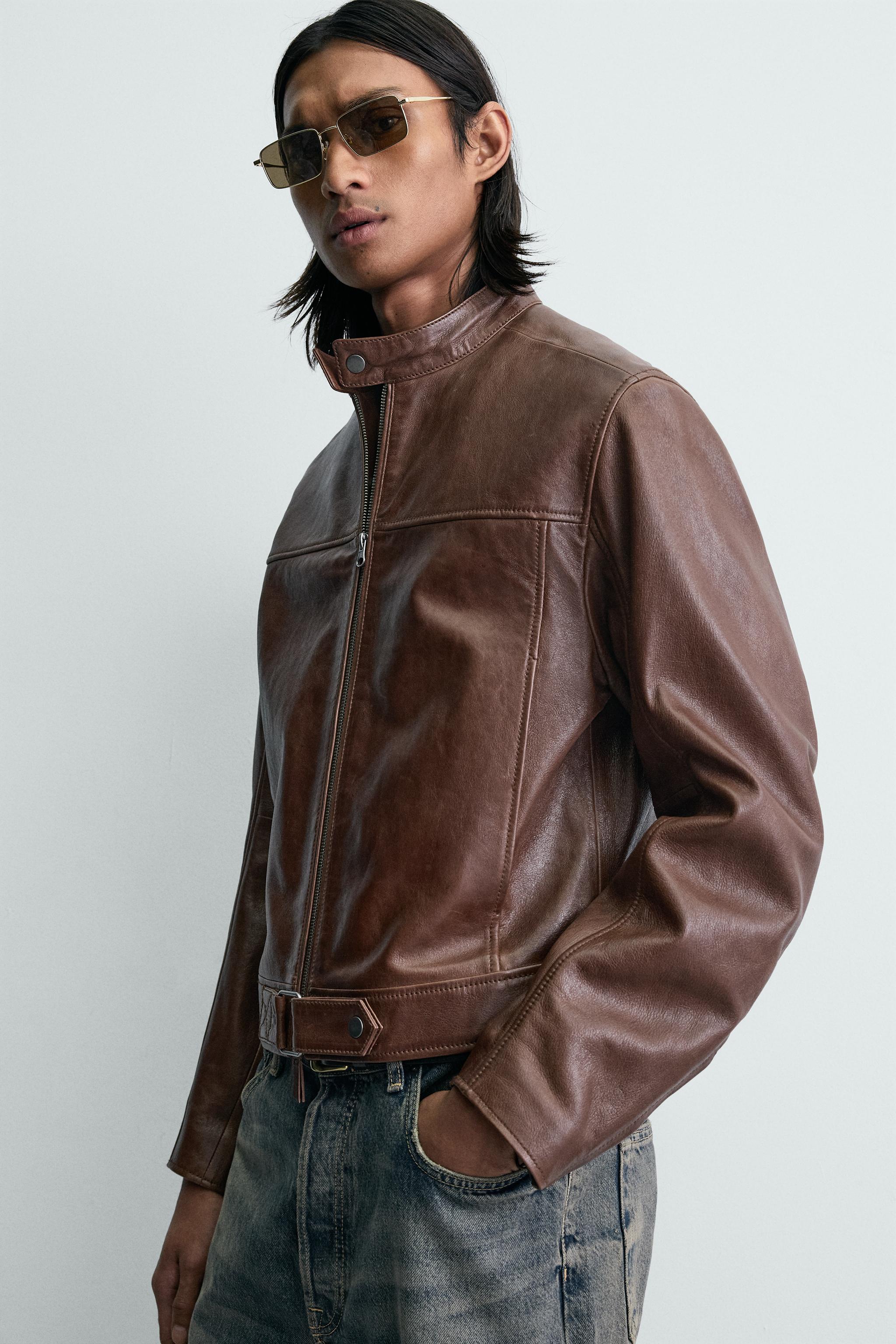 CROPPED FIT LEATHER JACKET